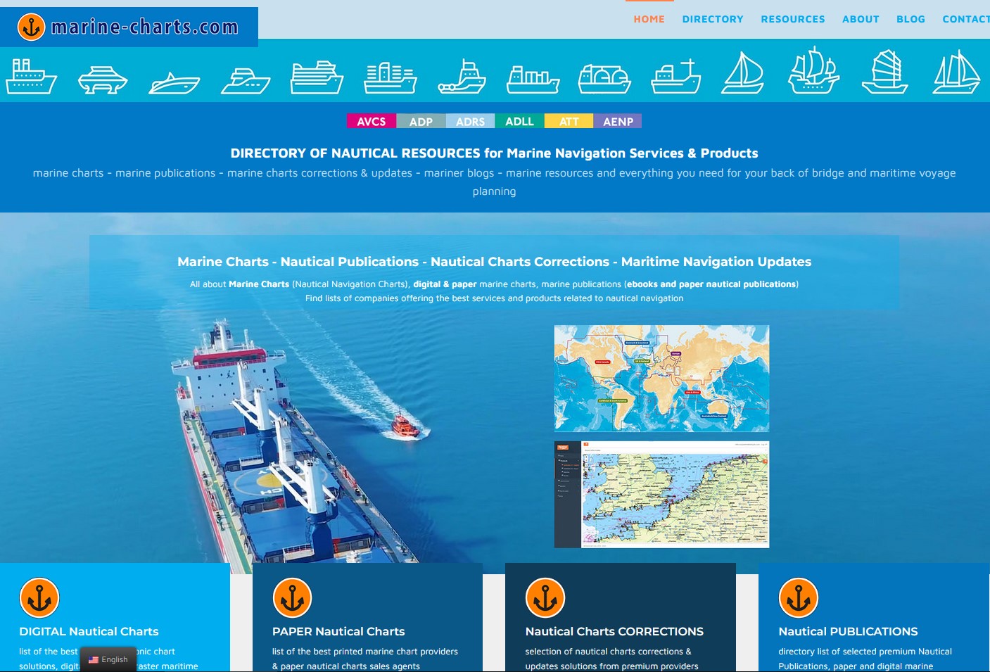 Directory of marine navigation charts and maritime resources