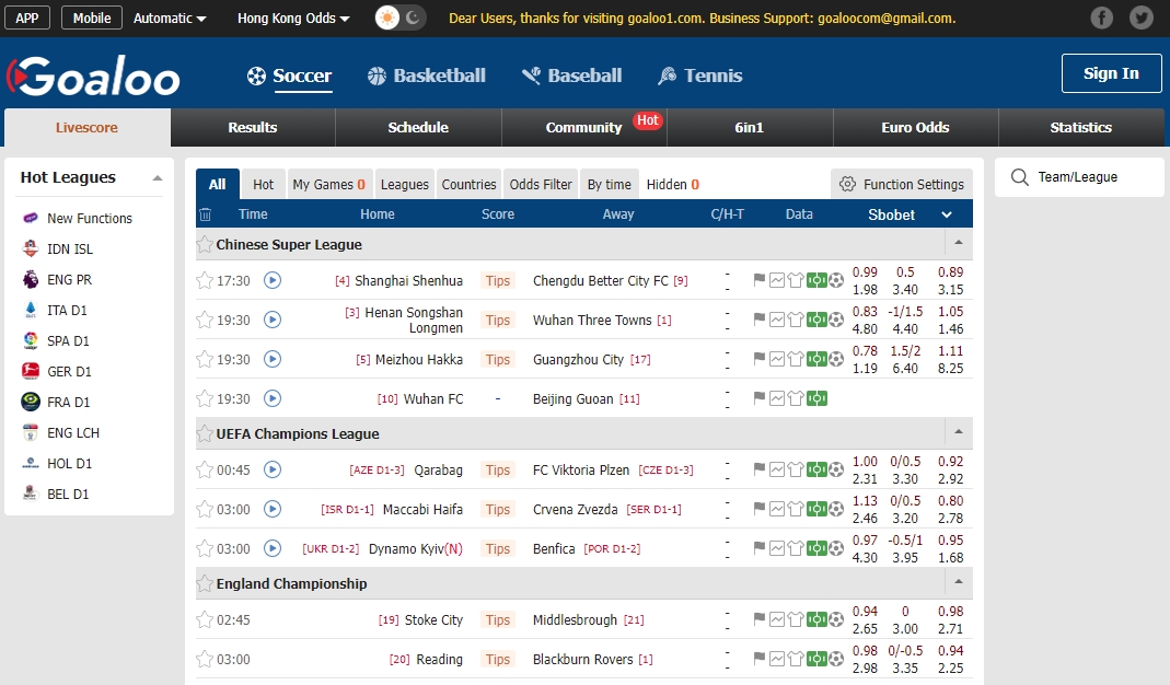 Goaloo is offering fast, accurate and stable livescore!