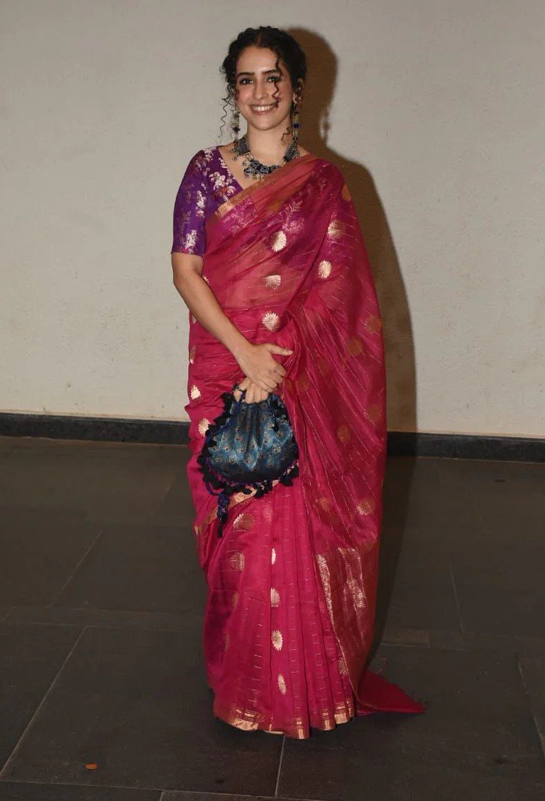 Sanya Malhotra in a pink saree at a Diwali party’22 at Ayushman &hellip;