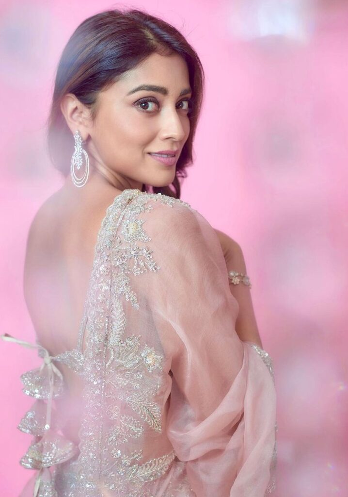 Shriya Saran in a pink lehenga by Anushree Reddy at Manish Malhot &hellip;