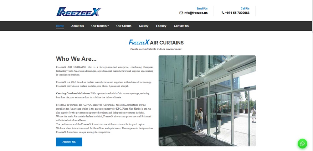 FreezeeX Air Curtains | Advanced air curtain technology Dubai