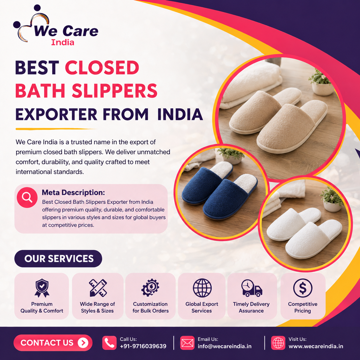 Best Closed Bath Slippers Exporter India