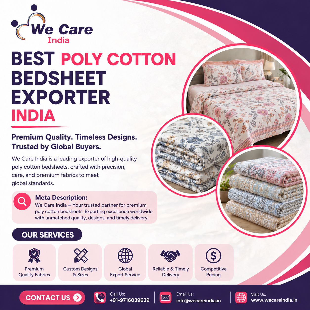 Best Poly Cotton Bedsheet Exporter India