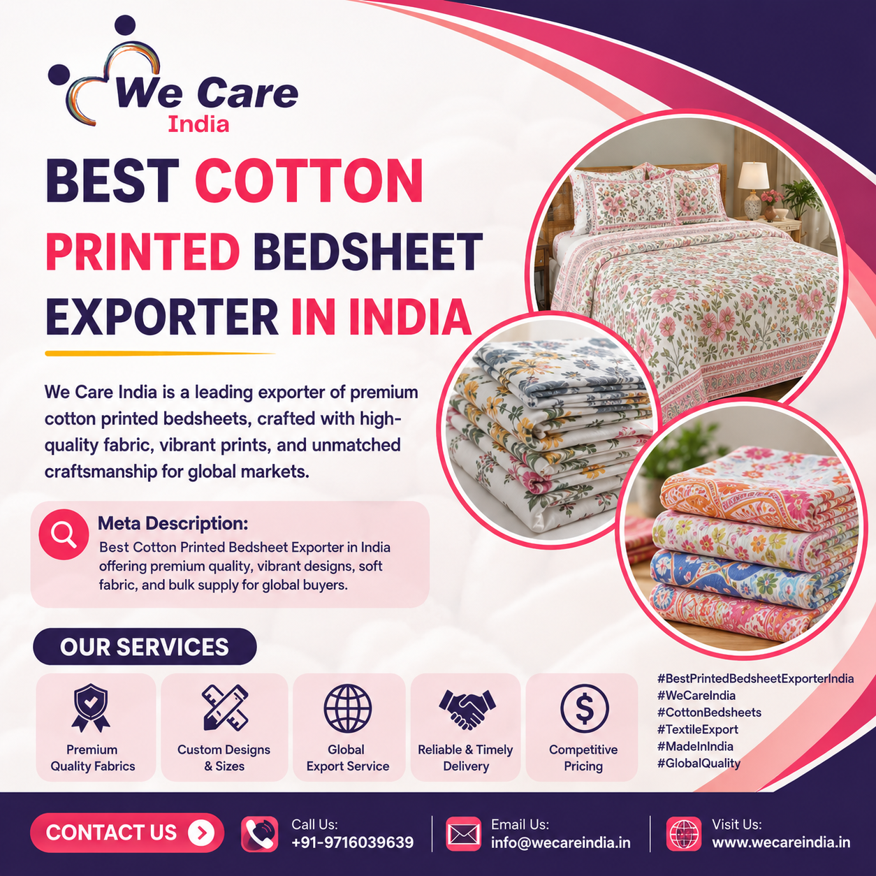 Best Cotton Printed Bedsheet Exporter in India