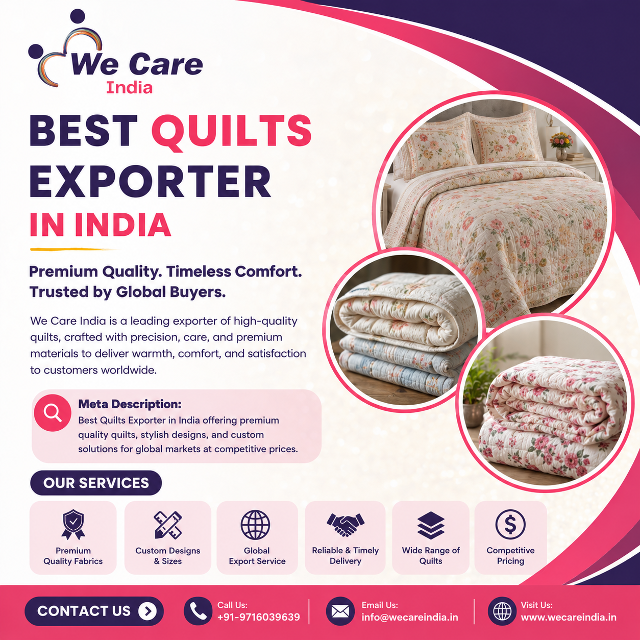 Best Quilts Exporter in India